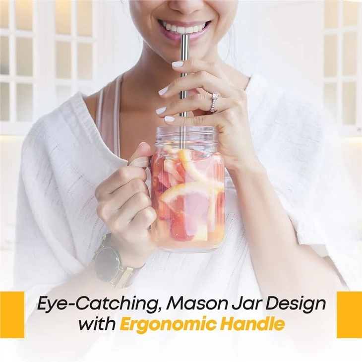Glass Mason Drinking Jar With Sraw