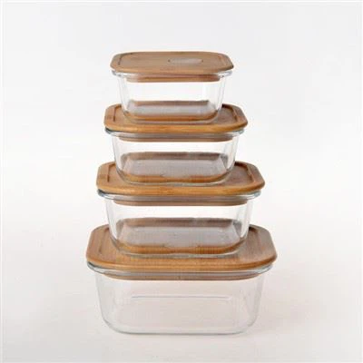 Сет посуда за храну са поклопцима од бамбуса