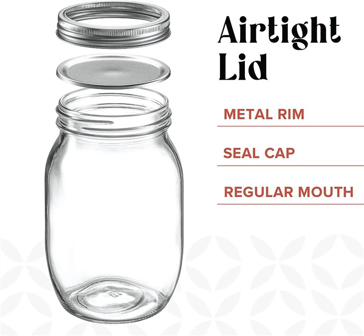 Glass Mason Jars With Metal Airtight Lids